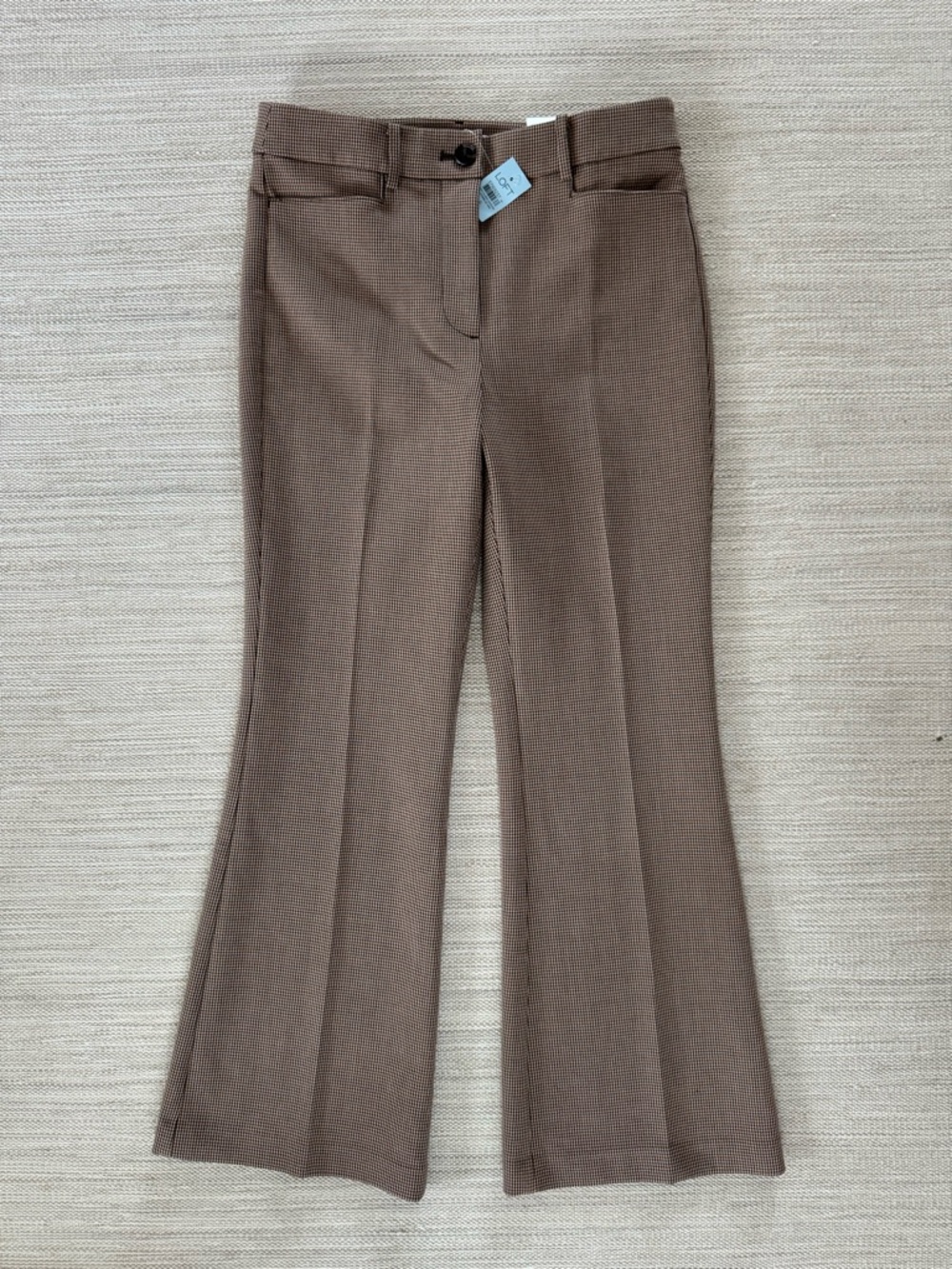 Loft The Sutton Flare classic brown checkered pleated office pants women’s 6P‎